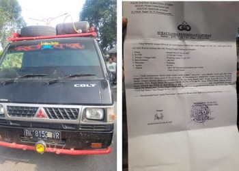 Photo, Mobil Pick Up BK 8153 VR Milik Mardongan Silalahi yang raib dan bukti surat tanda laporan pengaduan di Polsek Siantar Utara