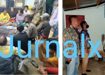 Jenajah Febrianto Siagian saat disemayamkan dirumah keluarganya dan personil Polsek Siantar Marihat saat olah TKP