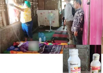 Jenajah korban Tiomsah Br Pasaribu alias Mak Reni disemayamkan dirumah duka dan barang bukti dua botol racun yang diamankan
