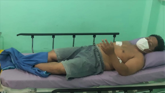Korban penderta Fernando Tambunan menjalani perawatan medis. (Foto Ist)
