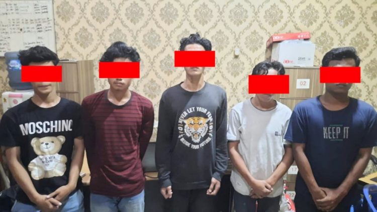 Beberapa anggota geng motor yang diamankan. (Foto Ist)