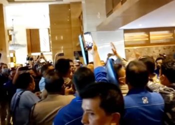 Muscab VI DPD Partai Demokrat Sumut di Le Polonia berlangsung ricuh. (Foto Ist)