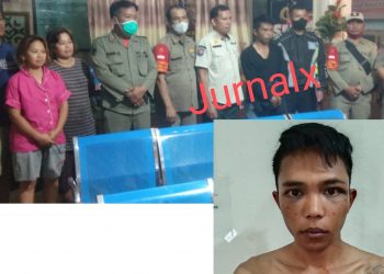 Pelaku Anwar Damanik alias Halim saat diserahkan korban bersama warga dan Satpol PP ke Mako Polres Siantar
