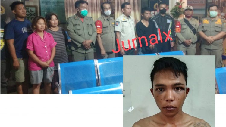 Pelaku Anwar Damanik alias Halim saat diserahkan korban bersama warga dan Satpol PP ke Mako Polres Siantar