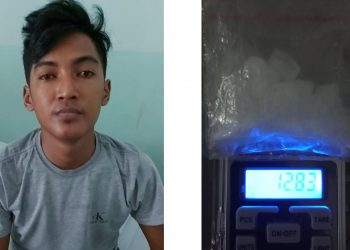 Pelaku AG dan barang bukti 