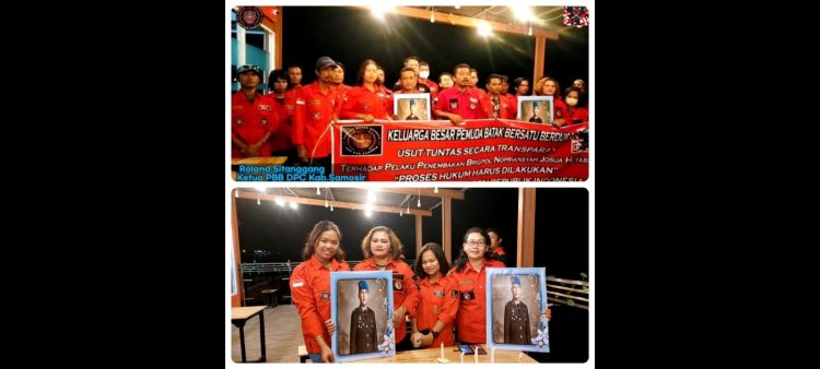 Aksi penyalaan lilin DPC PBB Samosir untuk mendoakan almarhum Brigadir Nofriansyah Yoshua Hutabarat alias Brigadir J. (Foto Ist)