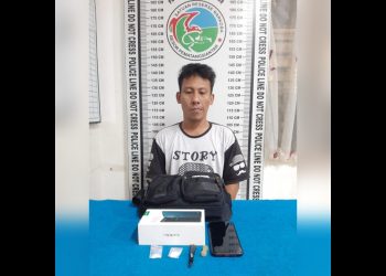 Pelaku Charles Soyetno Hutagaol dan barang bukti