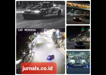 Akbar Rais pebalap drift saat melakukan ngedrift di Jalan Pulau Pinang, Medan. (Foto Ist)