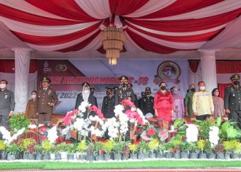 Kapolres Siantar AKBP Fernando SH, SIK bersama Forkopimda Kota Siantar mengikuti upacara HUT Bhayangkara Ke 76 melalui Virtual
