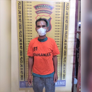 Pelaku Nonris Saragih yang sudah ditahan di Polres Simalungun