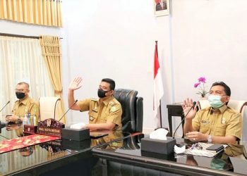 Wali Kota Medan, Bobby Nasution membuka tahun ajaran baru 2021/2022 bagi siswa SD dan SMP di Kota Medan secara virtual dari Rumah Dinas Wali Kota Medan. (Foto Ist)