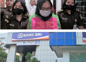 Mantan Kepala Unit BRI Simpang Amplas berinisial RTE dan Customer Servis berinisial DA ditahan Kejari Medan karena terlibat koruosi Rp 1,9 M. (Foto Ist)