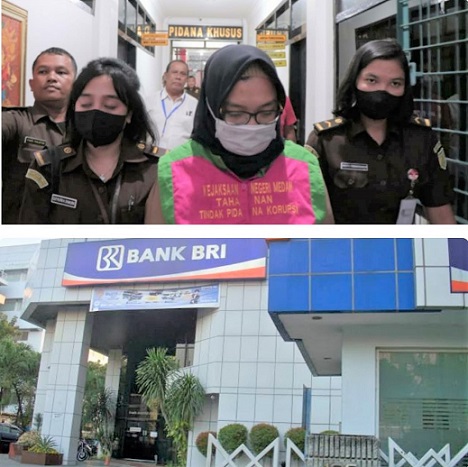 Mantan Kepala Unit BRI Simpang Amplas berinisial RTE dan Customer Servis berinisial DA ditahan Kejari Medan karena terlibat koruosi Rp 1,9 M. (Foto Ist)