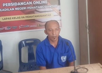 Terdakwa Suprayetno alias Mei saat sidang virtual dari Lapas Kelas IIA Pematangsiantar