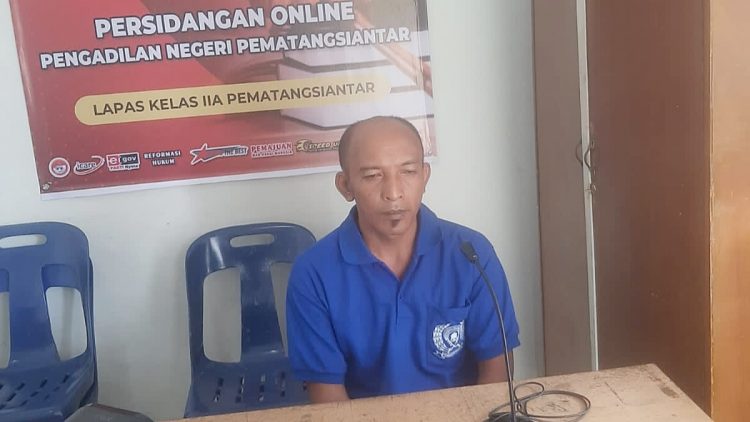 Terdakwa Suprayetno alias Mei saat sidang virtual dari Lapas Kelas IIA Pematangsiantar