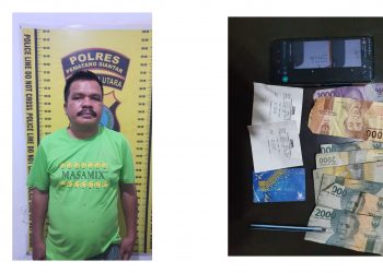 Pelaku Guntar Pardede dan barang bukti