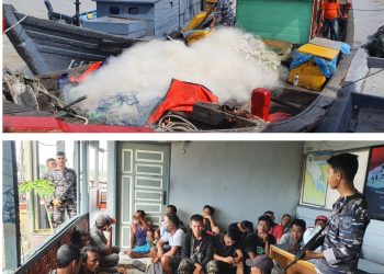 Kapal dan 20 PMI Ilegal yang diamankan Lanal TBA