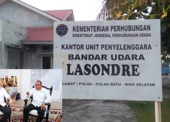 Bandara Lasondre di Pulau-Pulau Batu dan pertemuan Ketua DPD RI AA LaNyalla Mahmud Mattalitti. (Foto Ist)
