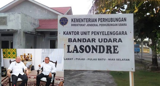 Bandara Lasondre di Pulau-Pulau Batu dan pertemuan Ketua DPD RI AA LaNyalla Mahmud Mattalitti. (Foto Ist)