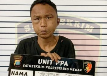 Yusrendi (36) diduga pelaku percabulan terhadap anak yang terjadi didalam angkutan kota. (Foto Ist)