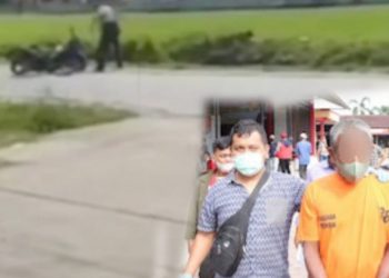 Pelaku pembacok istri yang dibekuk Polresta Deli Serdang. (Foto Ist)