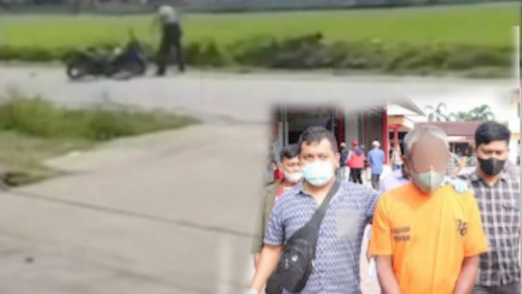 Pelaku pembacok istri yang dibekuk Polresta Deli Serdang. (Foto Ist)