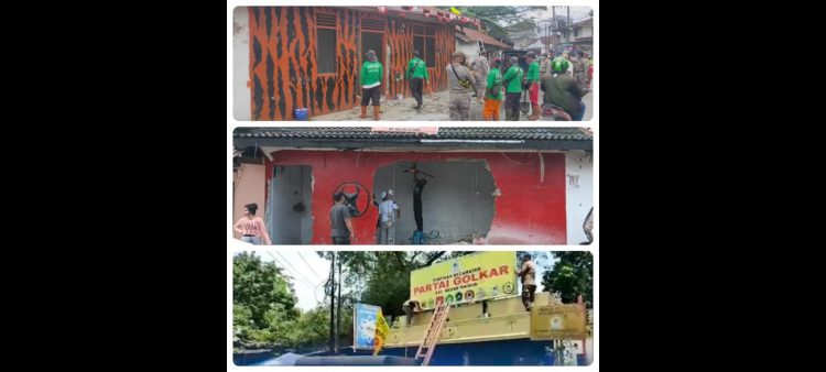 Penertiban bangunan yang dilakukan personil gabungan Pemko Medan. (Foto Ist)
