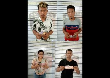 Pemain judi tembak ikan yang diamankan Polsek Pancurbatu. (Foto Ist)