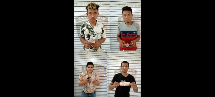 Pemain judi tembak ikan yang diamankan Polsek Pancurbatu. (Foto Ist)