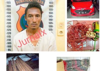 Pelaku Siswanto alias Iwan dan barang bukti sudah diamankan di Mako Polsek Siantar Martoba