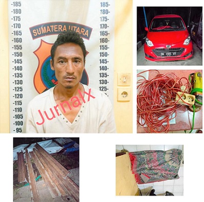 Pelaku Siswanto alias Iwan dan barang bukti sudah diamankan di Mako Polsek Siantar Martoba