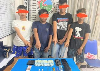 Keempat pelaku, AYP, MRAL, WTD dan GSRP serta barang bukti sudah diamankan di ruangan Satres Narkoba Polres Siantar