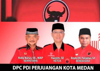 Hasyim SE Ketua DPC PDI Perjuangan Medan dan jajaran pengurus. (Foto Ist)