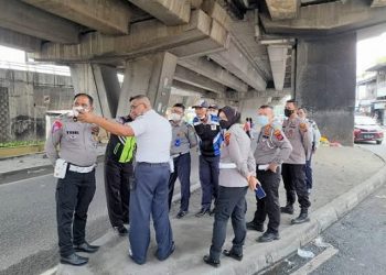 Rekayasa Fly Over Amplas oleh Sat Lantas Polrestabes Medan. (Foto Ist)