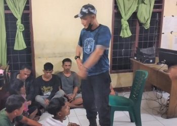 Lapak Judi Ikan di Sibolangit digerebek Polsek Pancurbatu yang mengamankan 7 orang. (Foto Ist)