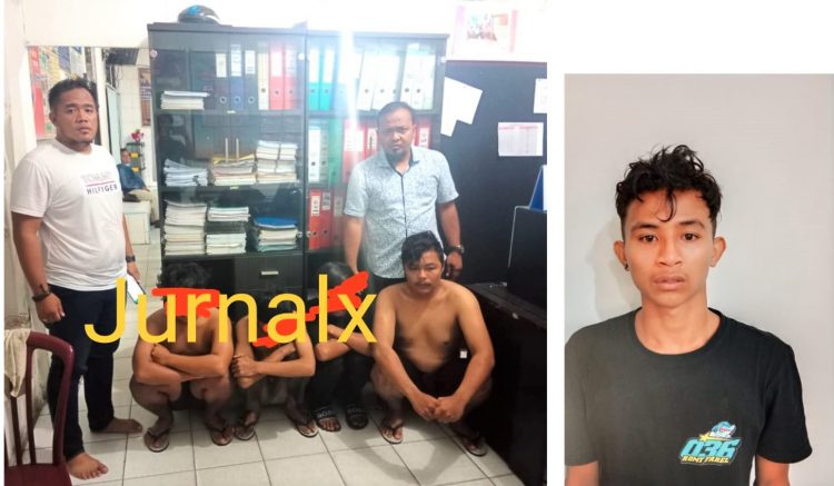 Kanit Idik II Ekonomi Sat Intel Bripka Try Yudha Ginting saat amankan Pelaku Josua Manurung dan tiga temannya yang sempat dicuigai dan Pelaku Romi Farel Falevi Pulungan alias Romi Pulungan yang diamankan Tim Jahtanras Saat Reskrim Polres Siantar
