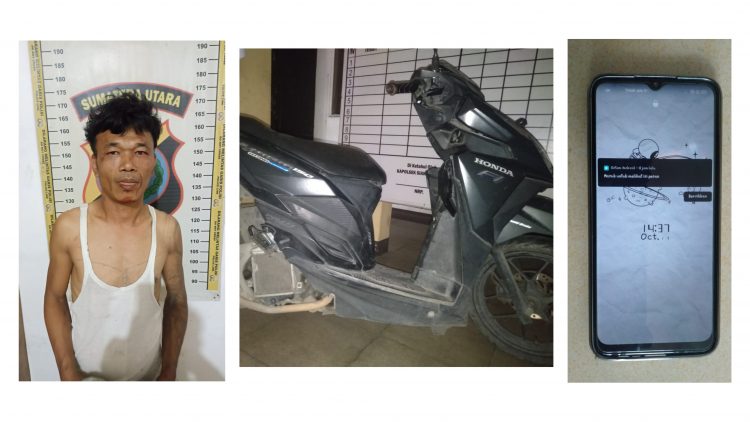 Pelaku Apriadi Harahap dan barang bukti