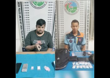 Ke dua pelaku, Ganesha dan Reza Aditya Siagian alias Reza beserta barang bukti