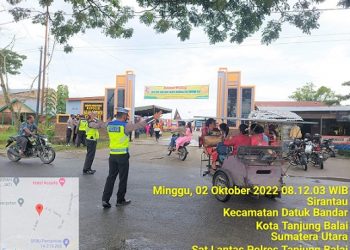 Sat Lantas Polres Tanjungbalai Laksanakan Gatur Lalin Dibeberapa Gereja. (Foto Ist)