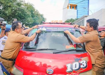 Wali Kota Medan Bobby Nasution secara resmi meluncurkan program bantuan Subsidi Betor, Ojol dan Angkot Sudako (Sibonas). (Foto Ist)