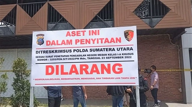 Aset milik Apin BK yang disita Polda Sumut. (Foto Ist)