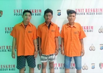 Tiga Pelaku Spesialis Rampok Yang Diringkus Polsek Medan Baru. (Foto Ist)