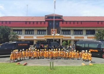 Anak anak dari TK Kemala Bhayangkari 02 Cabang Brimob Sumut Tanjung Morawa di Makosat Brimob Polda Sumut Jalan KH. Wahid Hasyim Medan. (Foto Ist)
