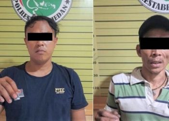 Dua pelaku yang ditangkap Polrestabes Medan. (Foto Ist)