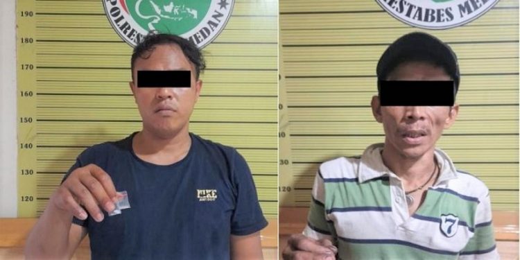 Dua pelaku yang ditangkap Polrestabes Medan. (Foto Ist)