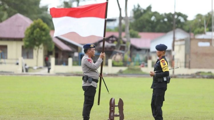 Kapolda Sumut, Irjen Pol RZ Panca Putra S pelepasan personil Brimob untuk pengamanan G20 di Mako Satuan Brimob Polda Sumut Jalan Bhayangkara Medan. (Foto Ist).