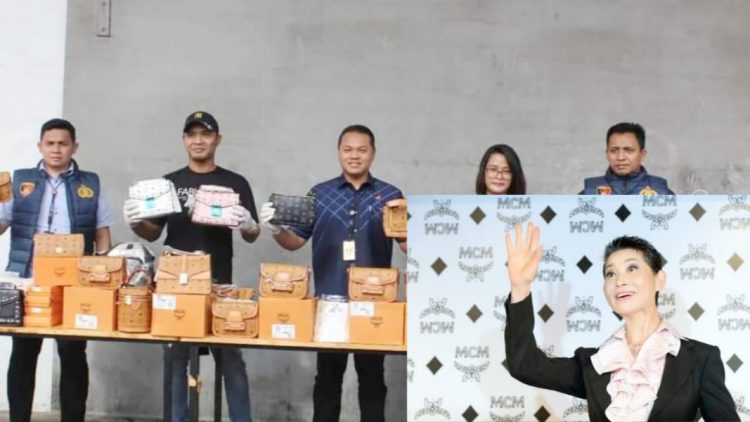 Tas MCM Palsu yang disita Subidt I/Indag Dit Reskrimsus Polda Sumut dan Sung-Joo Kim. (Foto Ist).