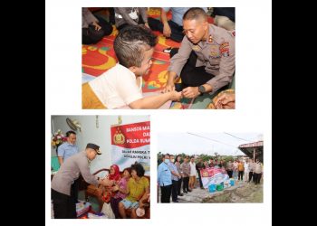 Kapolres Siantar AKBP Fernando SH, SIK menyalurkan bantuan sosial (Bansos) Mabes Polri da Polda Sumut kepada warga penderita Hedrosefalus dan Korban Tanah Longsor