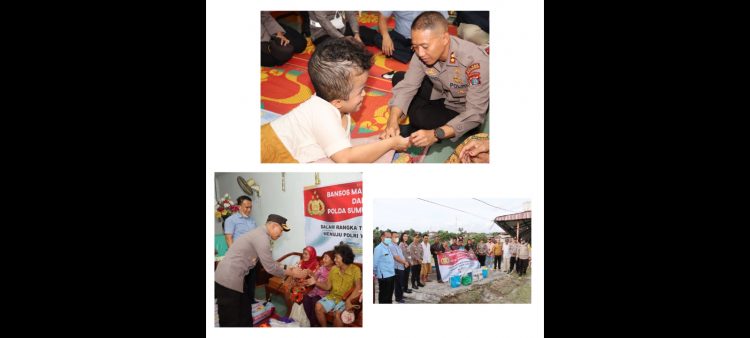 Kapolres Siantar AKBP Fernando SH, SIK menyalurkan bantuan sosial (Bansos) Mabes Polri da Polda Sumut kepada warga penderita Hedrosefalus dan Korban Tanah Longsor