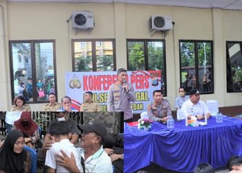 Kapolrestabes Medan Kombes Pol Valentino Alfa Tatareda memberikan keterangan terkait aksi pembegalan di Jalan Gagak Hitam dan pelajar yang menangis. (Foto Ist)